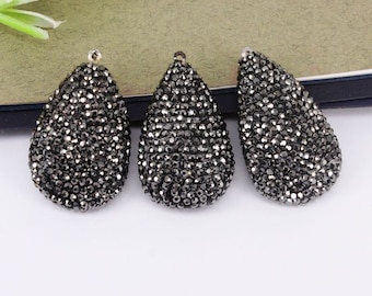 5-10pcs Crystal Rhinestones Drop Pendant Beads,Druzy Gemstone Pendant For Jewelry Making