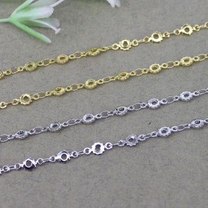 1/3/5 Meter Wheel Gear shape Metal Beaded Chain link,Wire Wrapped Beaded Chain for jewelry making