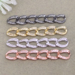 5-10pcs Micro Pave CZ Chain Links, Brass Chain Links, Micro Pave CZ Curb Chain Links For DIY Jewelry Making
