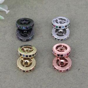 20pcs 6/8/10mm Metal Copper Round shape Micro Pave CZ Spacer Beads,Cubic Zirconia Connector beads For Jewelry Making