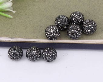 50pcs 6/8/10/12mm Round shape Crystal Zircon Spacer Loose Beads For Jewelry Making