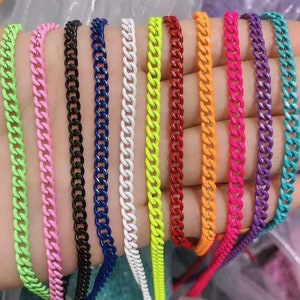 3-5 Meters Enamel Cuban Curb Chain,Enamel bulk link Chain for jewelry making