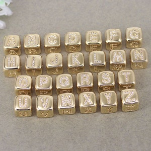 10-26 pièces 8x8 mm CZ, perles cubes, perles de l'alphabet, microperles cubes en pavé, initiales perles gros trous pour fabriquer des bijoux