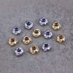 50pcs 18K Gold Plated Spiral Bead,Knot Bead,Twist Spacer Beads For Jewelry Making,8mm