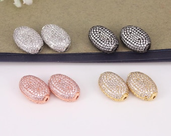 10pcs Metal Copper Micro Pave CZ Forma ovalada Conector Abalorios,Cubic Zirconia Olive Shape Connector perlas para la fabricación de joyas