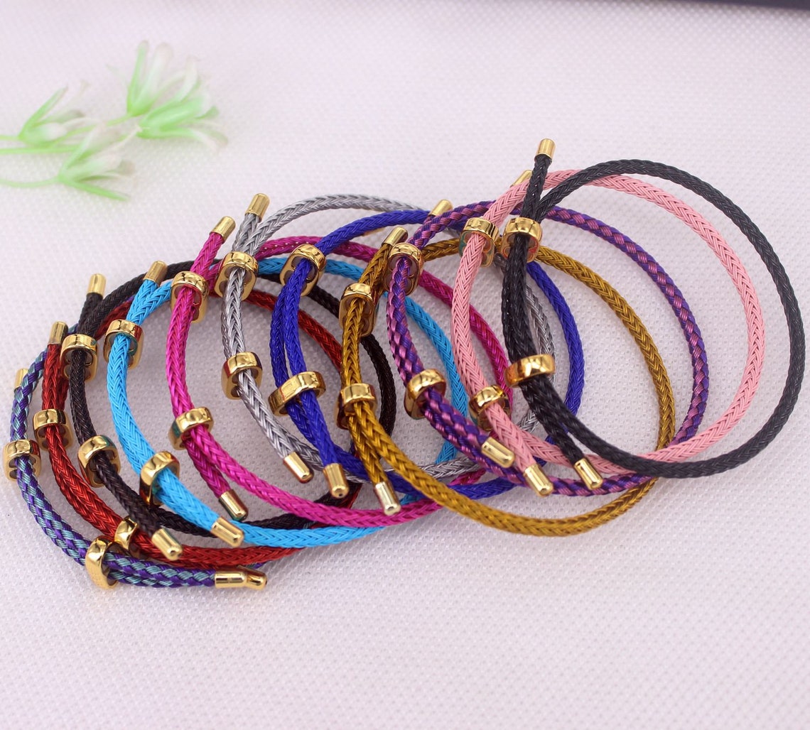 Halffinished Steel Wire Bracelet With Sliding Slider Stopper Etsy