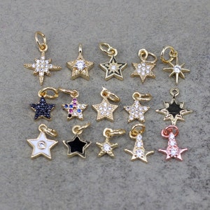 10pcs Mix style Small Size Paved Micro CZ Star Charms For Jewelry Necklace Earrings Bracelet Making