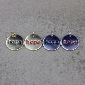 10pcs Black / Red Color Enamel HOPE Word Charms, Hope Disc Charm, Hope Coin Charm, Hope Round Add-on Charm For Jewelry Making,15mm