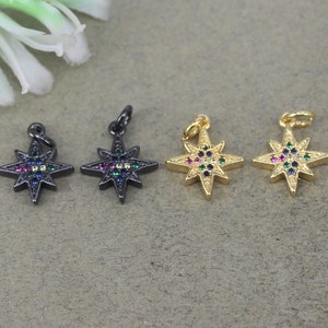 10pcs Small Size Paved Micro CZ Star Charms For DIY Jewelry Making