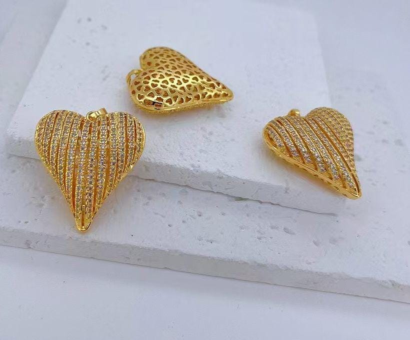 Pendentif Cœur En Argent 925 Plaqué Or 18k Avec CZ - Marque Silverspeck, Neuf Sans Boîte
