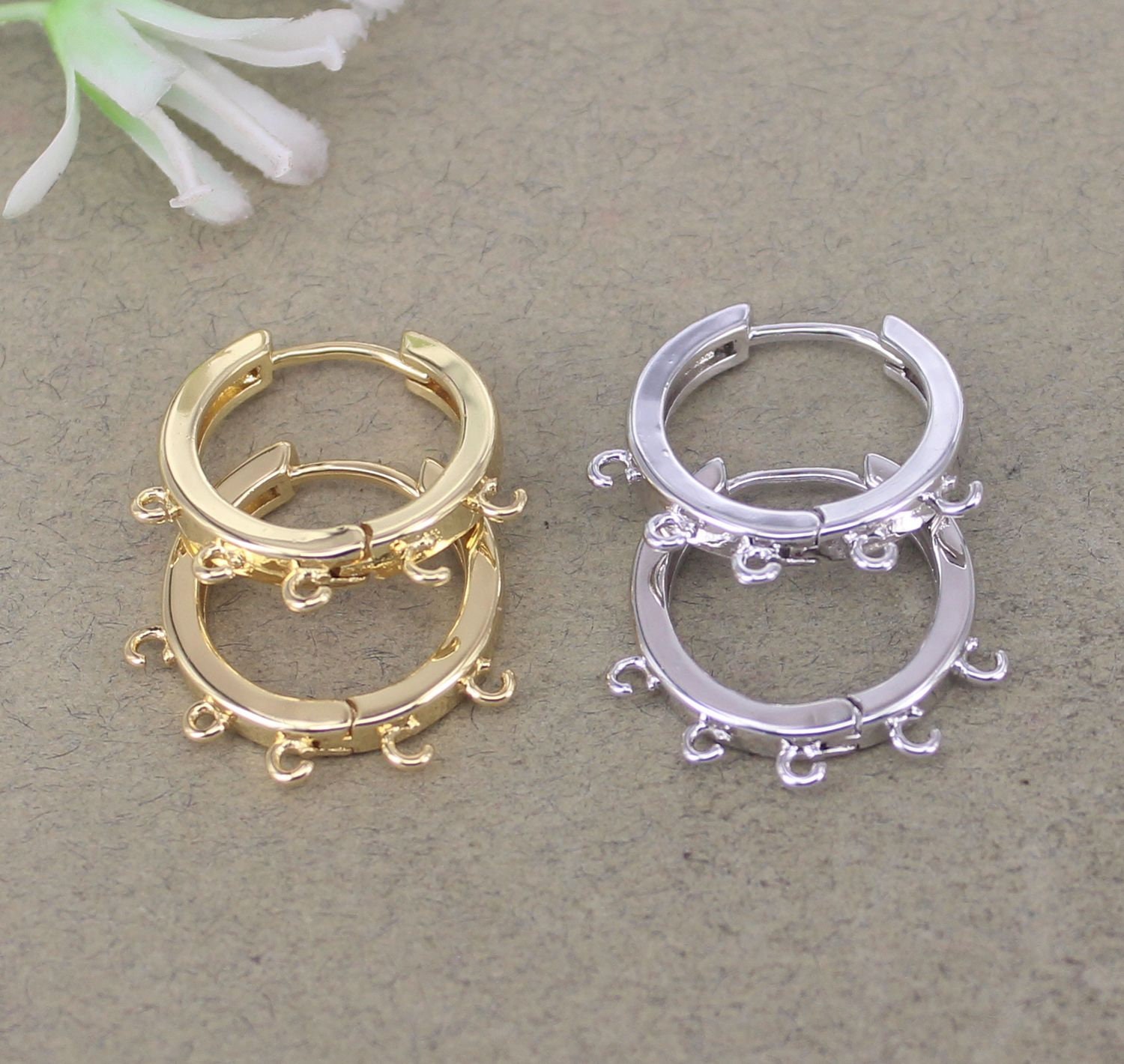 10Pairs Metal Copper Four touch earringsHuggie Hoop Earrings | Etsy