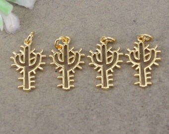 10st Gold Filled Cactus Charms, Oorbellen Charms voor het maken van sieraden, 12x18mm