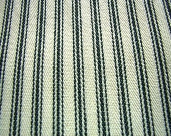 Black cream cotton French curtain ticking fabric 210cm by the mtr