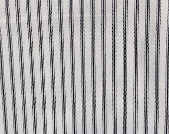 Black  Herringbone Cotton Curtain Ticking Stripe Fabric p/mtr