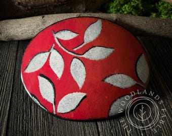 Red Retro Leaf Apoxie Sculpt Barrette