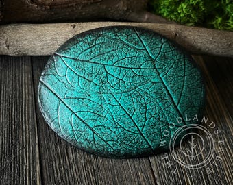 Emerald Green Honeysuckle Leaf Imprint Barrette