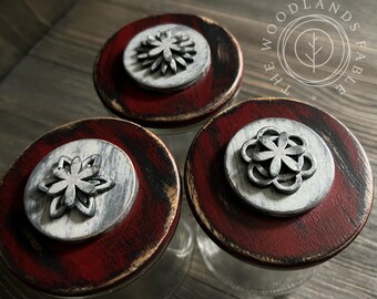 Rustic Red Upcycled Yoplait OUI Stash Jars Set of Three