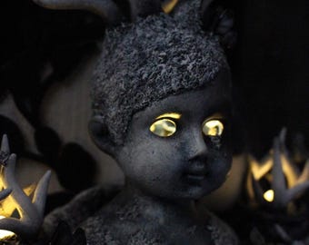 Keeper of Time Woodland, One of a Kind Doll Mantle Clock