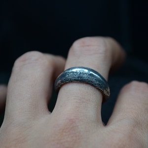 Unisex ring, 925 silver, cuttlefish bone ring, dome ring, lava flow, viking ring, rustic ring, iceland,  organic, handmade, made in Italy