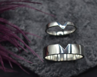 Complementary rings, 925 silver, men's wedding band, promise rings, wedding ring, engagement ring, valentine's day rings, handmade