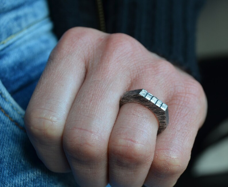 Italian jewelry ring minimalist,bar ring unisex ring geometric ring,oxidized ring,handmade 925 silver ring made in Italy Ring man