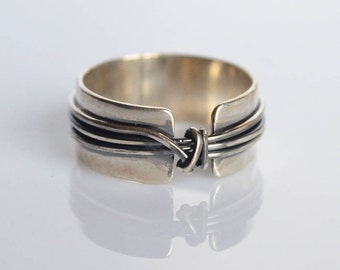 Ring braid, 925 silver ring,Silver band,unisex band,stackable ring,unisex ring,rustic ring,organic ring,ring all day,handmade, made in Italy