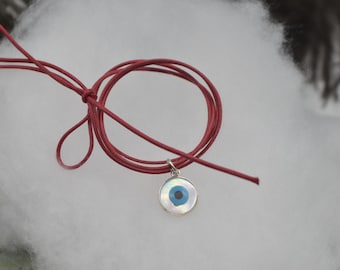 Evil eye pendant with mother-of-pearl and 925 silver, evil Turkish eye pendant, lucky and protective amulet, handmade in Italy