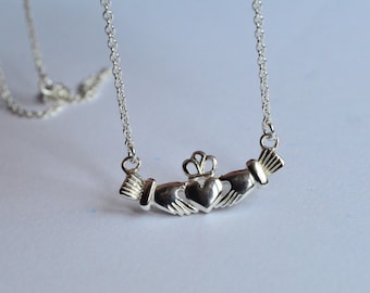 Irish claddagh necklace, 925 silver necklace, friendship necklace,friend&#39;s gift, engagement necklace, promise necklace, handmade, made Italy