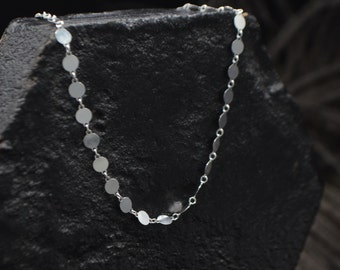 925 silver chain, mini silver tablet necklace, minimal chain, bright chain, multi layer choker, decorative chain, Italy