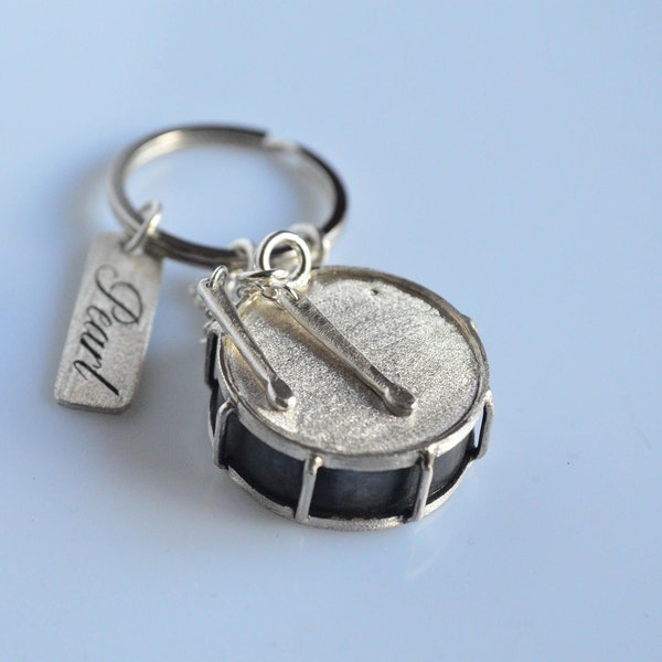 Snare keyring, snare keychain, drum keyring, drum keychains, 925 silver keychain, rock keyring, drummer keychain, handmade, made in Italy