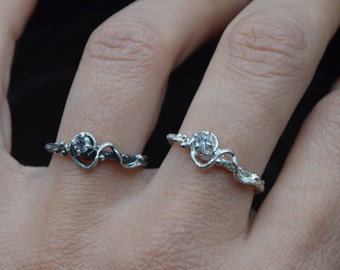 Zircon ring, 925 silver ring, engagement ring, thin ring, alternative solitaire ring, gift for her, handmade in Italy