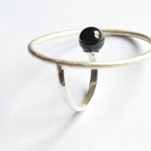 RIYO Facilmente Argento 925 Anello Nero Naturale onice Naturale Dono darlo