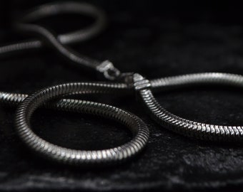 Chaîne serpent carré, chaîne 3 mm, chaîne en argent 925, collier serpent carré 4 côtés, chaîne homme, chaîne serpent souple, Made in Italy