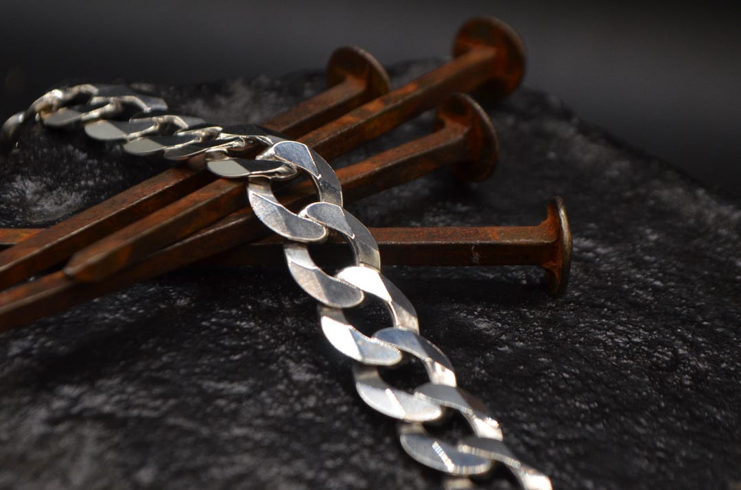 Bracelet Vintage Unisexe En Argent Massif 925 - Fait Main, 12.89g, Bijou Ancien Occasion