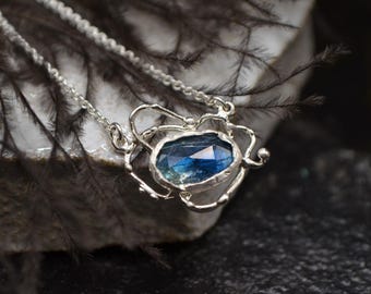 Kyanite necklace, 925 silver necklace, kyanite pendant, blue gemstone pendant, rustic necklace, blue hard stone necklace, handmade Italy