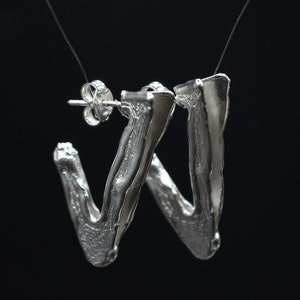 925 silver earring, brutalist earring, double triangle earring, rustic earring, geometric earring, man triangle earring, handmade,made Italy