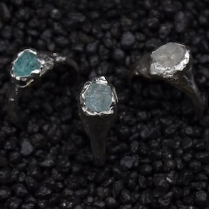 925 silver ring, brutalist ring, organic ring, raw aquamarine ring, apatite ring, rock crystal, proposal ring, ice ring, iceland, handmade
