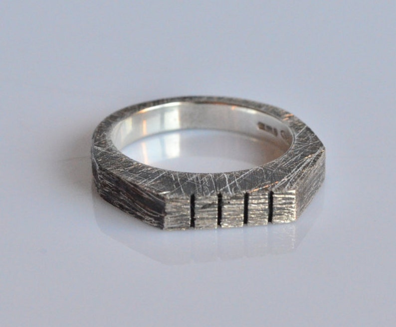 Italian jewelry ring minimalist,bar ring unisex ring geometric ring,oxidized ring,handmade 925 silver ring made in Italy Ring man