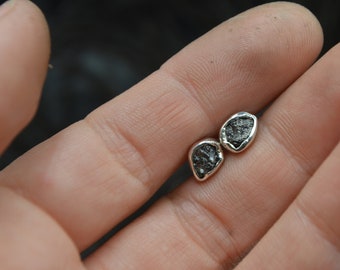 Peut inclure: Une paire de boucles d'oreilles en argent avec des accents de diamants noirs bruts.