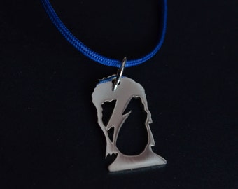 Naszyjnik Davida Bowiego, wisior ze srebra 925, wisior Aladdin Sane, Ziggy Stardust, naszyjnik unisex, twarz Bowiego, skała, rękodzieło, wyprodukowano we Włoszech