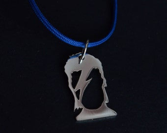 Collier David Bowie, pendentif en argent 925, pendentif Aladdin Sane, Ziggy stardust, collier unisexe, visage bowie, rock, Fait main, fabriqué en Italie