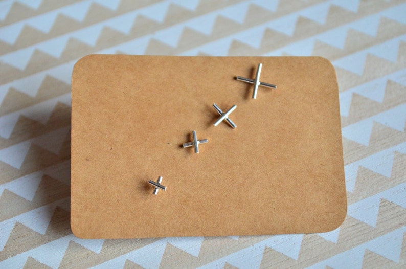 X Earrings set,single earring,X earrings,earrings 925 silver,Mismatch earring,tiny stud earrings,light earring,handmade,made in Italy