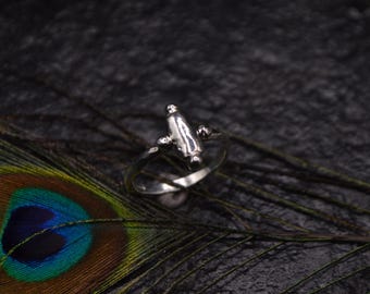 Gothic 925 silver ring, size 7 US rustic and Viking ring, gift for her, unique piece, handmade in Italy