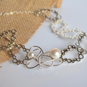 White pearl choker, 925 silver necklace,freshwater pearls,bridal jewelry,bridal necklace,gift for her,Italian jewelry,handmade,made in Italy