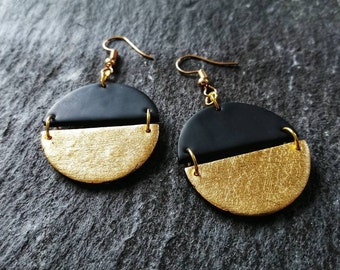 Half Circle Bronze Earring-Handmade-Drop Earrings-Wedding Gift-Modern-Stud Earrings-Gift for Her-Boho-Gift for Women-Wedding Jewellery