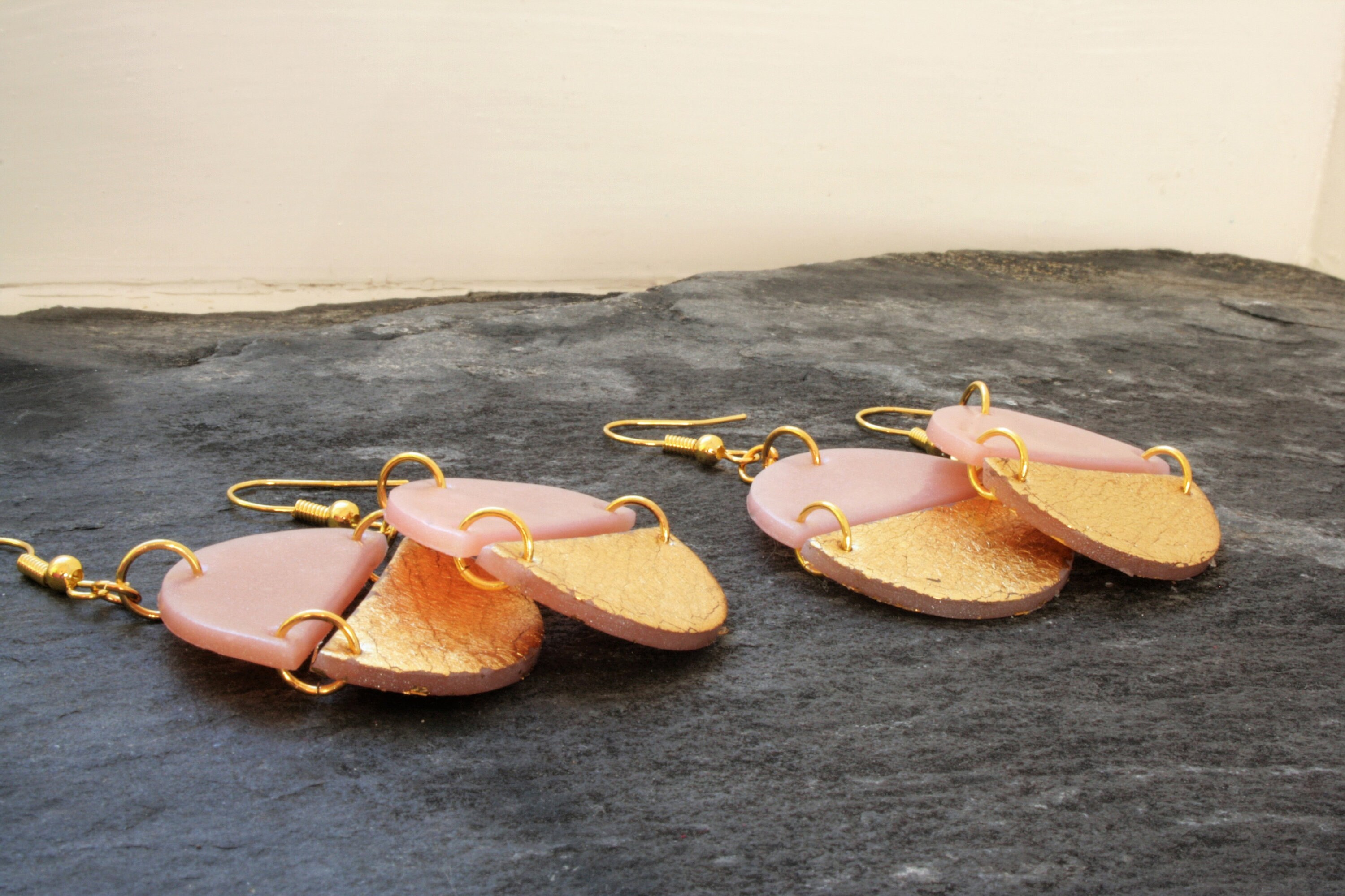 Pink earrings Blush rose earrings Polymer clay earrings | Etsy