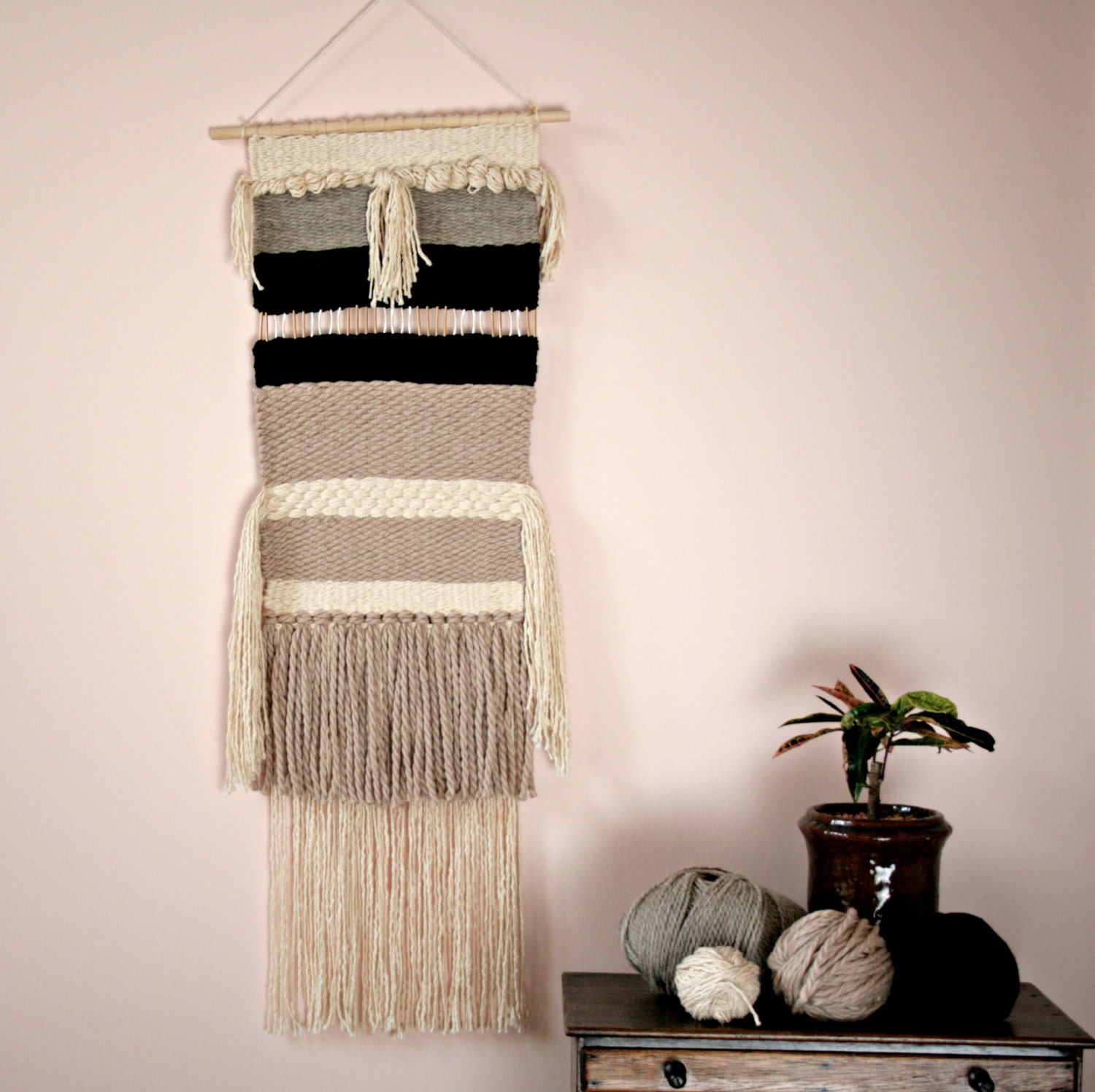 Large grey tapestry wall hanging Large handmade wall tapestry Etsy