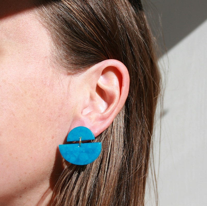 Aqua Asymmetrical Drop Earrings Turquoise Earrings Statement Etsy UK