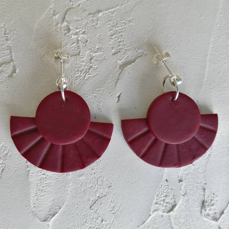 Crimson Earrings Clay Earrings Dark Red Statement Earrings Etsy UK