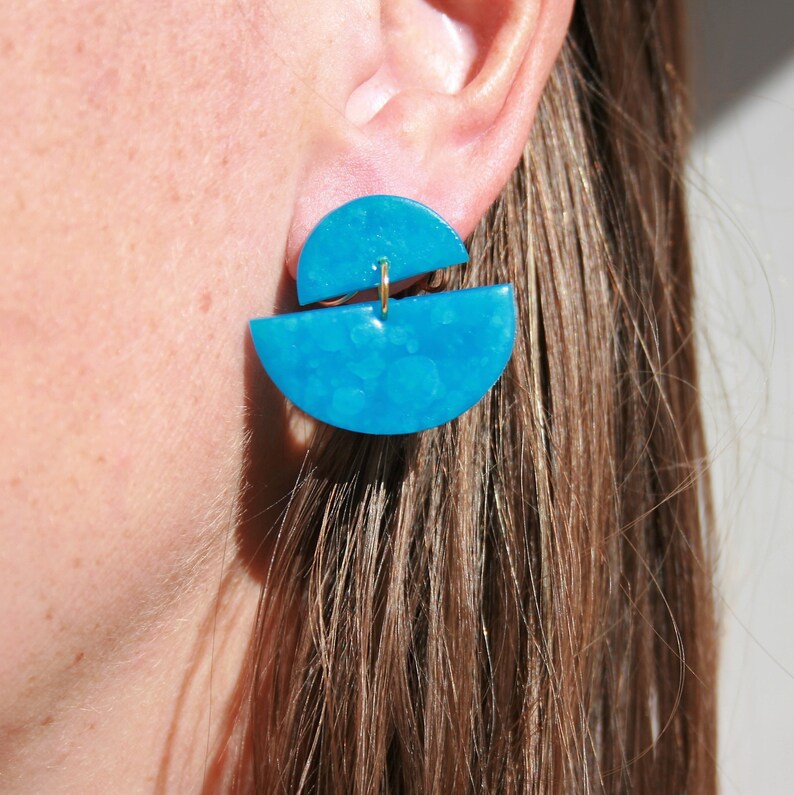 Aqua Asymmetrical Drop Earrings Turquoise Earrings Statement Etsy UK